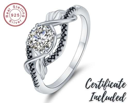 *SOLID 925 STERLING SILVER  1CT HALO LEAF RING *